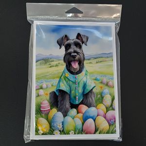 Whimsical A7 tamaño 5x7 Schnauzer gigante Pascua huevo caza tarjetas de felicitación Paquete de 8 tarjetas de nota en blanco con sobres - Product Image 3