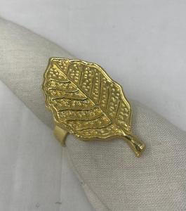 Tree Leaf Style Luxury Gold Aluminum Semi-<b>Circle</b> Napkin <b>Rings</b> 4.5cm Width Set Stocked Wholesale Wedding Decorative Metal Table - Product Image 5