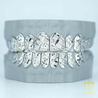 Grillz de luxe en or jaune et argent sterling S925, motif croix, sur mesure, poli miroir, bijoux dentaires hip-hop