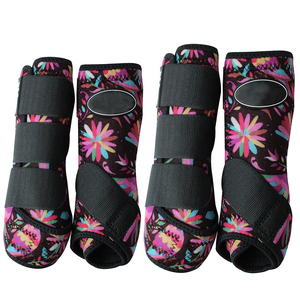 Protège-jambes pour chevaux en néoprène et maille à imprimé floral, haute élasticité, personnalisables, pour la prévention des piqûres de mouches et de moustiques - Product Image 1
