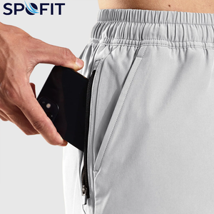 Shorts de sport décontractés pour hommes, 100 % polyester, à cordon de serrage, simple couche, pour l'été, le fitness et l'entraînement, avec motifs, pour la gym - Product Image 5