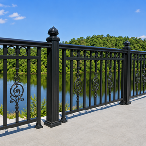 Barandilla de Balcón de Metal Negro con Diseño Ornamental, Valla Decorativa para Terraza Exterior, Barandilla de Seguridad para el Límite de la Propiedad de la Villa - Product Image 6