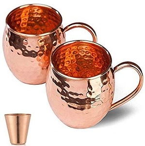 Mug en cuivre de qualité supérieure à parois droites, esthétique martelée unique, pour cocktails - Product Image 4
