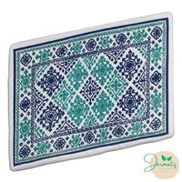 Tapis de prière d'extérieur tissé Jermatz, motif bleu-vert, antidérapant, réutilisable, logo personnalisé pour adultes, fabriqué au Bangladesh, coton et jute 2026