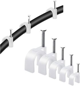 Black White R Type <b>Round</b> Wire Wall Plastic Square Clip Plastic Cord Clip China Circle Nail Clip Data Cable 4mm~40mm 100pcs/bag - Product Image 3