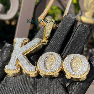 จี้คู เงินแท้ 925 ชุบทอง 24K เพชรเลี้ยงในห้องปฏิบัติการ สไตล์ฮิปฮอป เครื่องประดับสำหรับผู้ชาย สวมใส่ได้ทุกวัน - Product Image 2