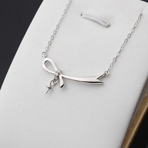 Collar con Colgante de Lazo de Plata S925 para Mujer, Accesorios DIY con Cadena de Clavícula Moderna, Soporte Simple para Perlas, 336 - Product Image 1