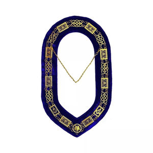 Juego de 3 Collares de Cadena Dorados de la Gran Logia Masónica, con Reverso Morado, Azul y Rojo, Tela de Alta Calidad, con Collar de Cadena Personalizado - Product Image 4
