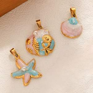 Collar con Colgante de Concha Marina, Joyería de Playa de Verano, Collar con Colgante de Estrella de Mar de Acero Inoxidable - Product Image 4