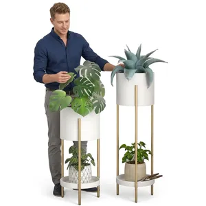 2 Tier Powder Coated Metal Indoor Plant Stand Decorative Storage Rack Modern Plant Display Shelf Durable <b>Iron</b> Organizer - Product Image 6