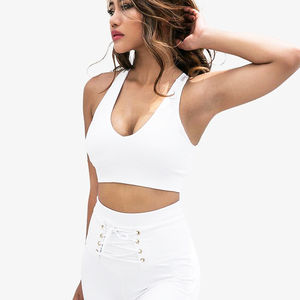 Soutien-gorge de sport pour femme à maintien élevé, respirant, en Spandex/Nylon, avec logo personnalisable sur le devant, pour le yoga, le fitness et la gym - Product Image 1