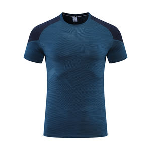 Vêtements de sport en gros OEM, t-shirts vierges, impression personnalisée du logo, vêtements teints, spandex/polyester, t-shirt de sport uni pour hommes - Product Image 1