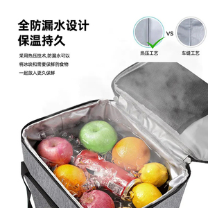 Sac isotherme souple et portable Wilson 12/18 en aluminium noir, grande capacité, pour le déjeuner, isolation thermique chaude et froide - Product Image 4