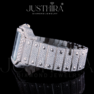 Reloj de Lujo para Hombre, Edición Limitada, Moderno, con Moissanita, Estilo Hip Hop, Mecánico, Automático, Cuadrado, con Números Romanos en Oro de Dos Tonos - Product Image 3