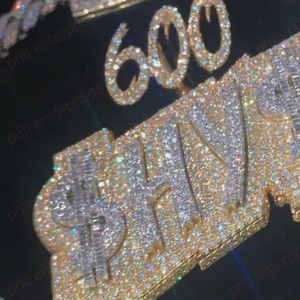 Colgante de Plata 925 Personalizado con Incrustaciones de Moissanita VVS, Estilo Hip Hop Bling, Bicolor, para Hombre - Product Image 5