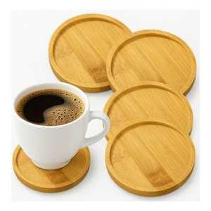 Premium <b>Wooden</b> Drink Coasters Set Round and Square Cup Mats for Dining Table Home Decor <b>Kitchen</b> <b>Accessories</b> Heat Resistant - Product Image 2