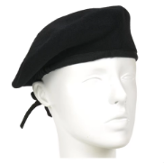 Black Wool <b>Beret</b> Style Cap Uniform Style Fashion Adjustable Drawstring Classic Vintage Unisex Headwear - Product Image 2