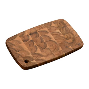Planche à découper ovale en bois d'acacia de qualité supérieure, à carreaux, avec crochet de suspension, bloc de boucher en bois massif pour la viande en cuisine - Product Image 2