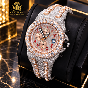 Montre chronographe de luxe MB ETERNAL JEWELS sertie de diamants, 45 mm, acier inoxydable, quartz analogique, montre pour homme - Product Image 3