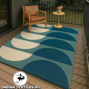 Tapis géométrique de qualité supérieure en laine/viscose tufté à la main / Beige, adapté aux animaux domestiques, antidérapant, à prix avantageux INDIAN TEXTILES H/L - Product Image 1