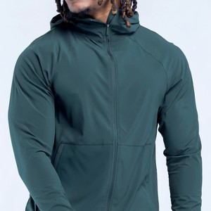 Latest Design Wholesale Custom Logo Men's Full Length <b>Zip</b>-Up Solid Long Sleeve Sweatshirt Slim Fit Lightweight Windproof <b>Hooded</b> - Product Image 6