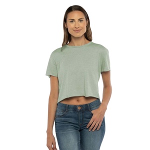 High Quality Women's Cotton <b>Crop</b> T Shirt Breathable Quick Dry Short Sleeve Casual Tee Crew Neck Summer Gym <b>Top</b> Athletic Apparel - Product Image 3