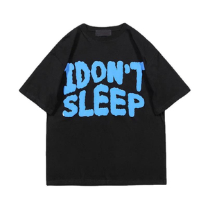 T-shirt noir oversize pour homme, manches courtes, col rond, imprimé lettres bleues, style streetwear, jersey, coupe décontractée, pour tous les jours - Product Image 6