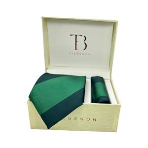 Combo cravate double et mouchoir de poche vert - Product Image 1