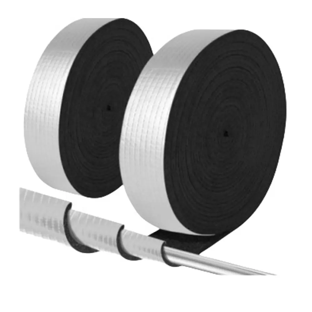 self adhesive aluminium folio foam tape around the pipes