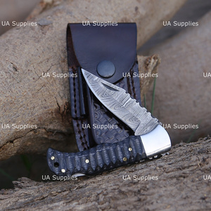 OEM UA Supplies Industrial Grade Damascus Steel Folding Pocket <b>Knife</b> Sculpted Wooden <b>Handle</b> Back Lock Razor Sharp <b>Knife</b> - Product Image 5