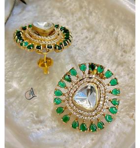 ต่างหูแบบหนีบด้านหลังประดับเพชรโมอิสซาไนต์คุณภาพดีที่สุด ดีไซน์ทันสมัย ชุบทอง เหมาะสำหรับผู้หญิง สวมใส่ในงานเลี้ยงตอนเย็น - Product Image 1