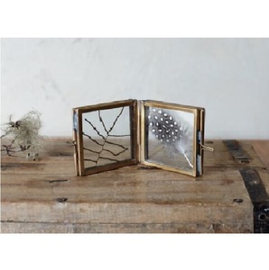 Antique Brass Metal <b>Mirror</b> Frame Rectangular Vertical <b>Tabletop</b> Decor Gold Finish Reflective Glass - Product Image 3
