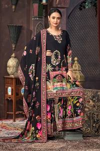 <b>Womens</b> Premium Faux Georgette Salwar Suit Digital Print Real Mirror Hand Work <b>Kurta</b> Palazzo Dupatta Quick Dry - Product Image 2