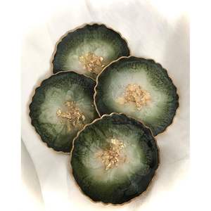 Sous-verres ovales et ronds en résine pour bougies, parfums, bijoux - Artisanat en résine fait main - Product Image 1