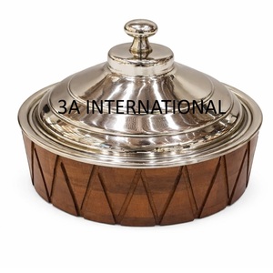 Casserole en bois de qualité supérieure avec couvercle en acier inoxydable, pot isotherme rond à double paroi, finition naturelle, très vendu - Product Image 5