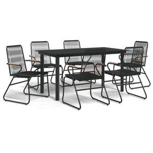 Set da Pranzo da Giardino Nero per 6 Persone, Arredamento Esterno Contemporaneo in Metallo Resistente alle Intemperie - Product Image 2