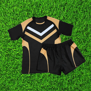 Ensemble d'uniformes de rugby personnalisés pour hommes, maillot à manches courtes et short, vêtements de sport durables et confortables pour les matchs et les entraînements d'équipe - Product Image 1