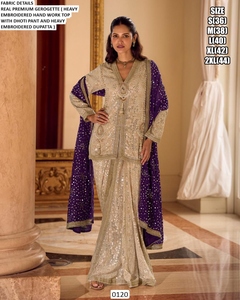 Conjunto de Kurta Tradicional Gujarati Bhandhani Gerogette para Mujer, de Secado Rápido, Corte Regular, para Todas las Temporadas, Estilo Sheesh Mahal, para Diwali - Product Image 1