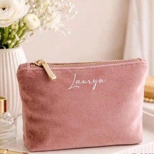 Pochette zippée en velours pour cosmétiques, pour le rangement et l'organisation - Product Image 1
