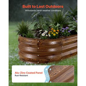 Set di 2 fioriere da giardino rialzate in metallo zincato, ovali, senza fondo, per esterni, 4 x 2 x 1 piedi, modello INS, tipo INS, vasi - Product Image 5