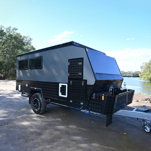 13ft Road 4x4 Lightweight Pop Top Camper Travel Trailer RV with <b>Kitchen</b> Bathroom Sleeping Space for <b>Camping</b> - Product Image 1