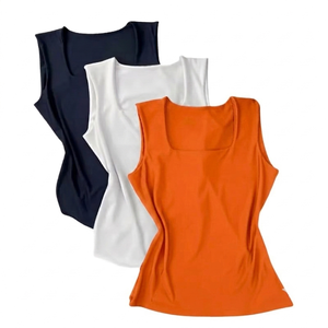 Top de Tirantes para Mujer, Tejido de Primera Calidad, Personalizado, Color Sólido, Cuello Cuadrado, Sin Mangas, Transpirable, Antiencogimiento, Secado Rápido - Product Image 1