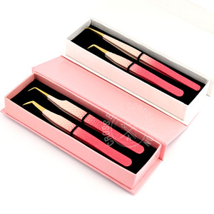 Private Label Lash Tweezers Fiber Tips 90 Degree Volume Tweezer Sustainable Diamond Grips Straight Volume Fiber Tip Non-Slip - Product Image 1