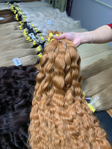 Article populaire : Extensions de cheveux humains vietnamiens 100g, couleur claire, 60cm de long, super double drawn, lots en vrac, ondulés naturels - Product Image 4