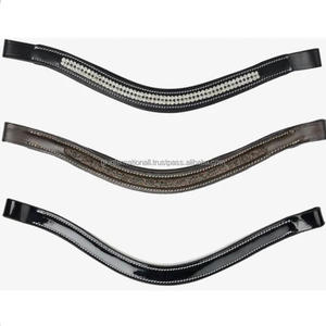 Impresionante banda de cejas de caballo de charol con incrustaciones de cristales decorativos para brida inglesa en COB completa de gran tamaño - Product Image 5