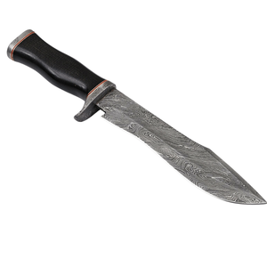 Couteau utilitaire de style Bowie en acier Damas à motif personnalisé, couteau à lame fixe fait main pour le camping en plein air, OEM ODM en gros - Product Image 1