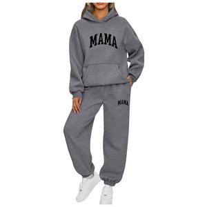 Manufacturers Custom <b>Mama</b> Print Long Sleeve Crew Neck Pullover Sweatshirt Sweatpants Two Piece <b>Hoodie</b> and Sweat Pants Set - Product Image 6
