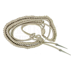 Top Quality Aiguillettes Shoulder Cords Silver Color With Metal Tips Uniform Accessories Ceremonial Dress Lanyard Garment Use - Product Image 1