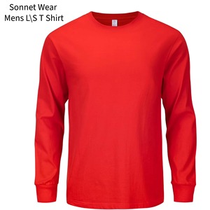 T-shirt décontracté à manches longues pour homme, 100% coton, teint en pièce, 220g, séchage rapide, col rond, coupe ample - Product Image 5