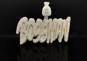 Pendentif personnalisé Iced Diamond Royal Falcon Bossman, plaqué rhodium/argent imitation, breloque thématique, bijou Hip Hop pour homme - Product Image 2
